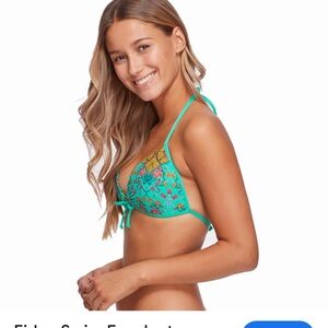 Floral Teal Bikini Top